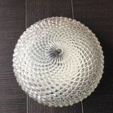 Round glass ceiling lamp diamond tips, vintage 60/70s