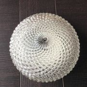 Round glass ceiling lamp diamond tips, vintage 60/70s