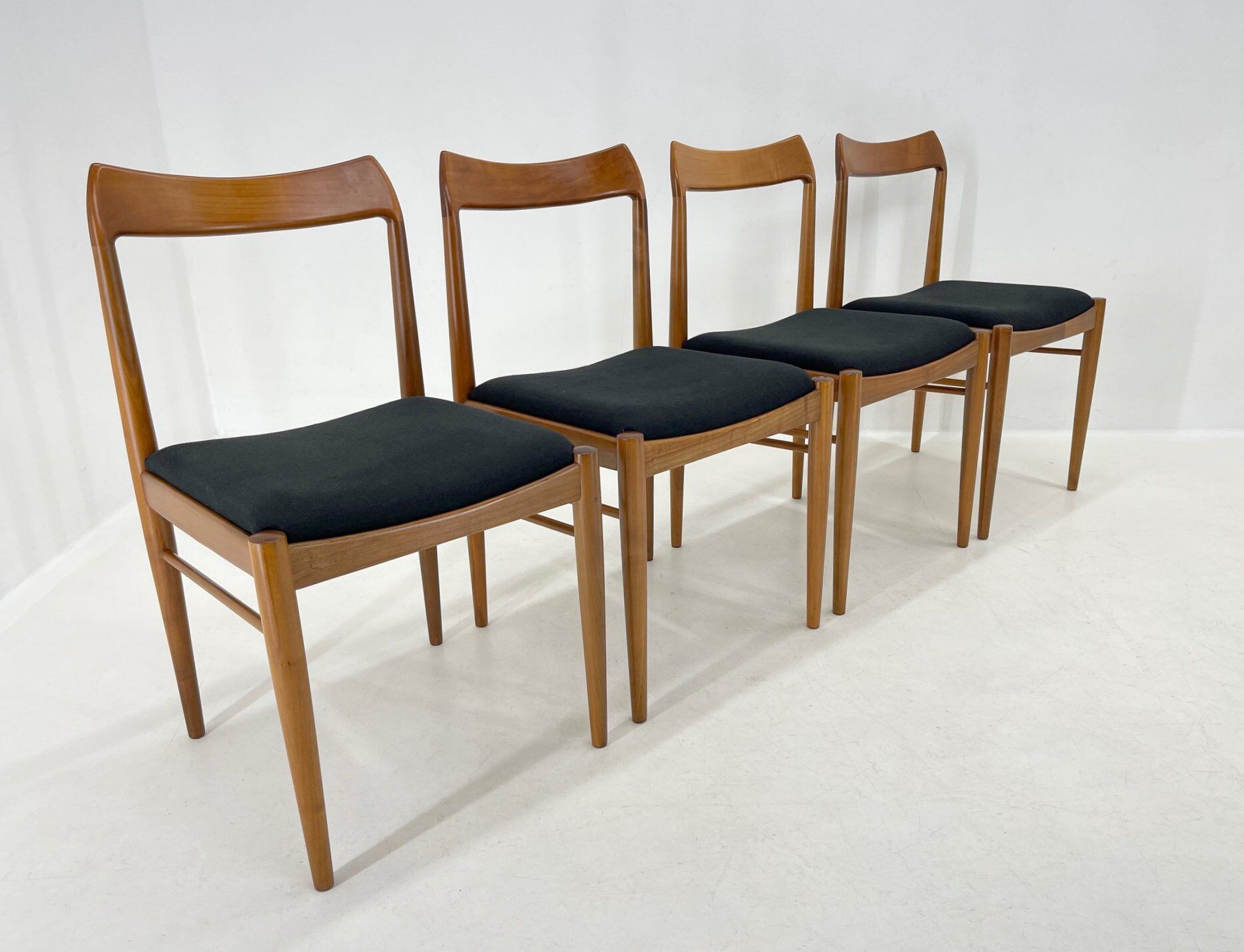 Set of four danish dining chairs, carefully refurbished.