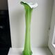 large soliflore vase in opaline and apple green glass Murano style 60s-70s
