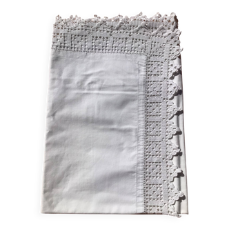 Hand crocheted edge pillowcase 8cm wide