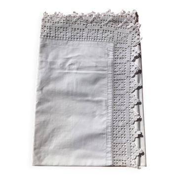 Hand crocheted edge pillowcase 8cm wide