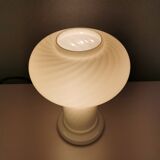 Paire de lampes champignon de verre blanc, 1980