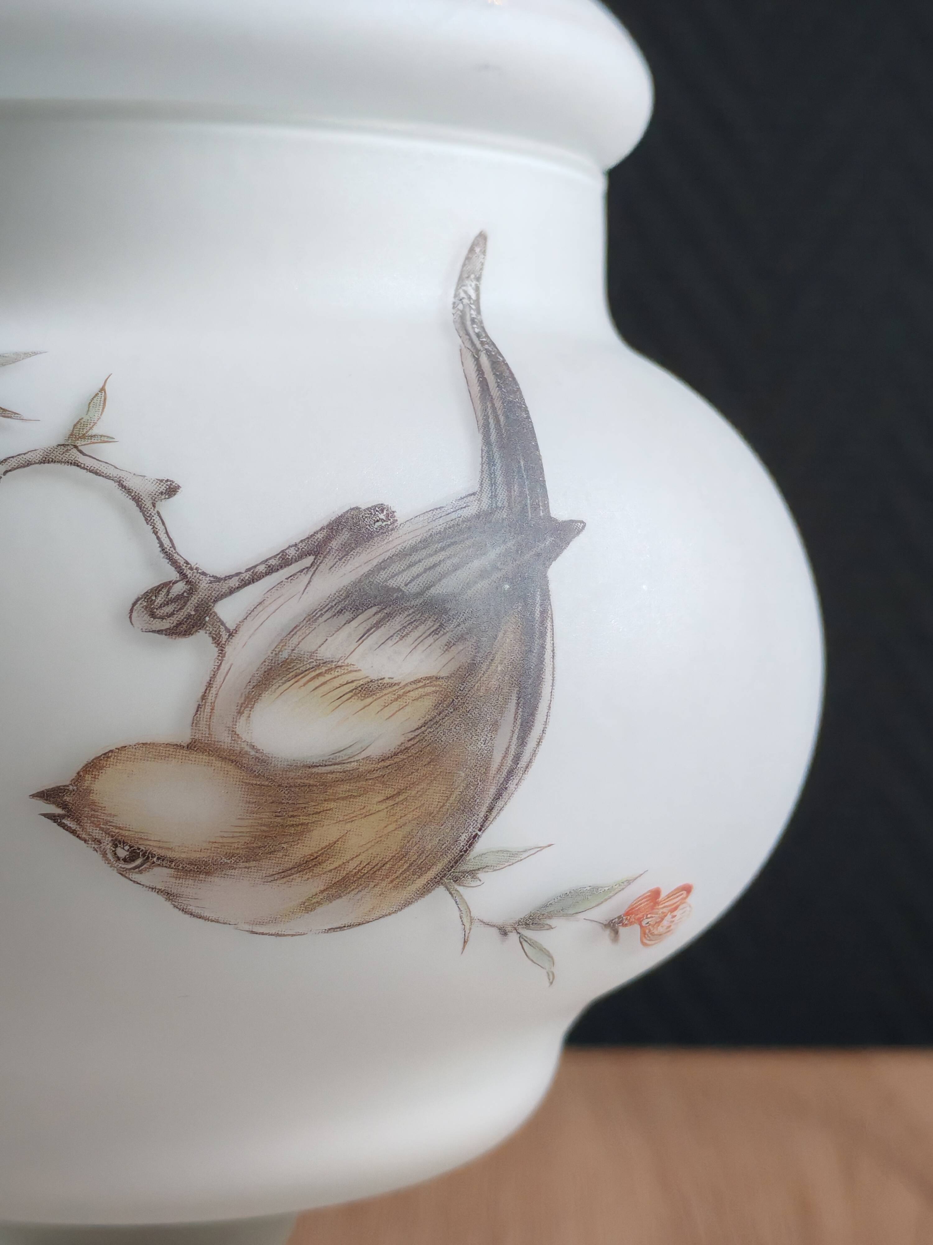 Vintage opaline glass footed bonbonnière