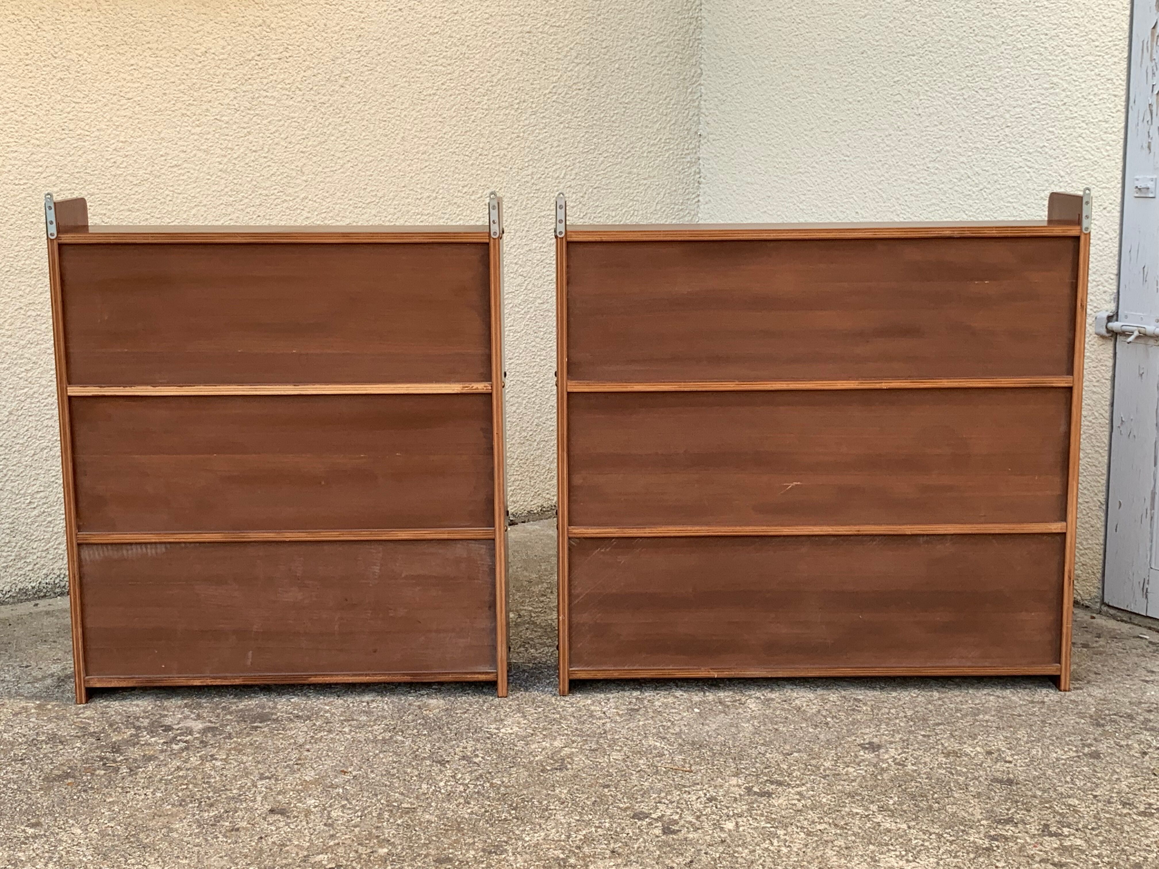 glass wall bookcase in vintage teak 1950