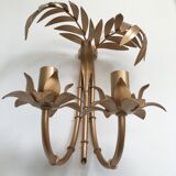 Wall lamp "bamboo" double fire lacquered metal old gold