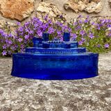 Vintage blue glass candy dish “Remember the Maine” - militaria