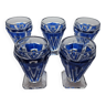 Josef Inwald 5 verres anciens à apéritif / vermuth Art Deco Blue Sphinx