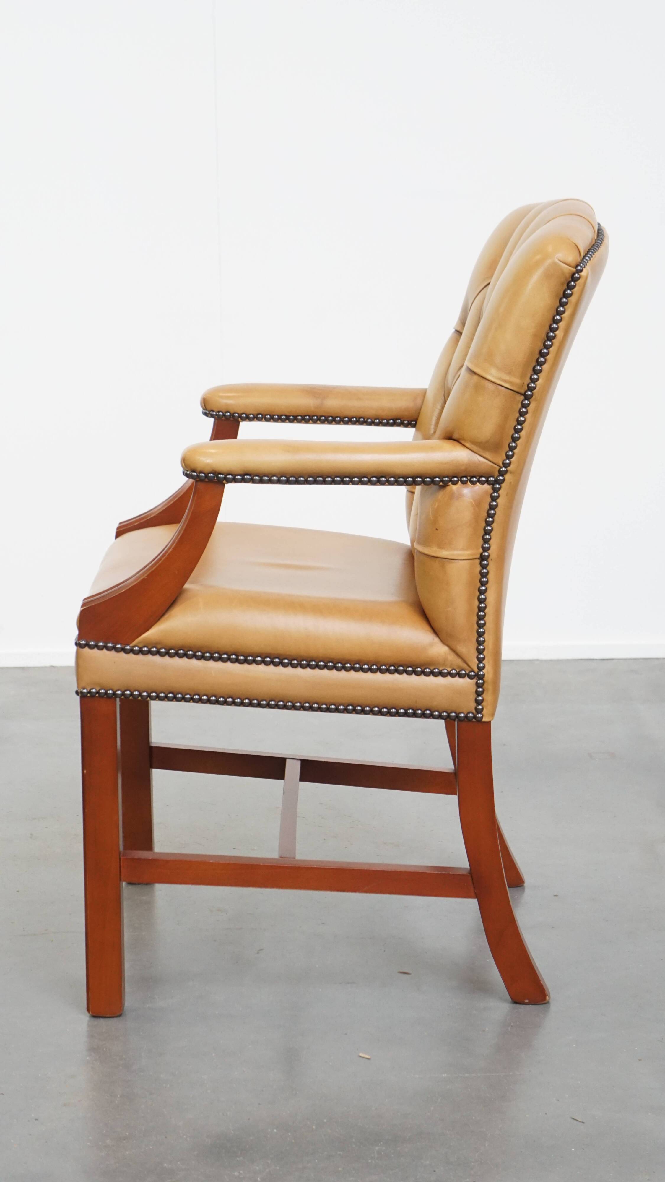 Cowhide Leather Chesterfield Dining / Side Chair in English Style