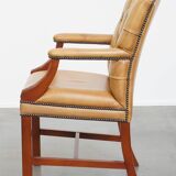 Cowhide Leather Chesterfield Dining / Side Chair in English Style