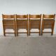 Set of 4 folding chairs, vintage design, wooden structure and canned seat. Around 1970