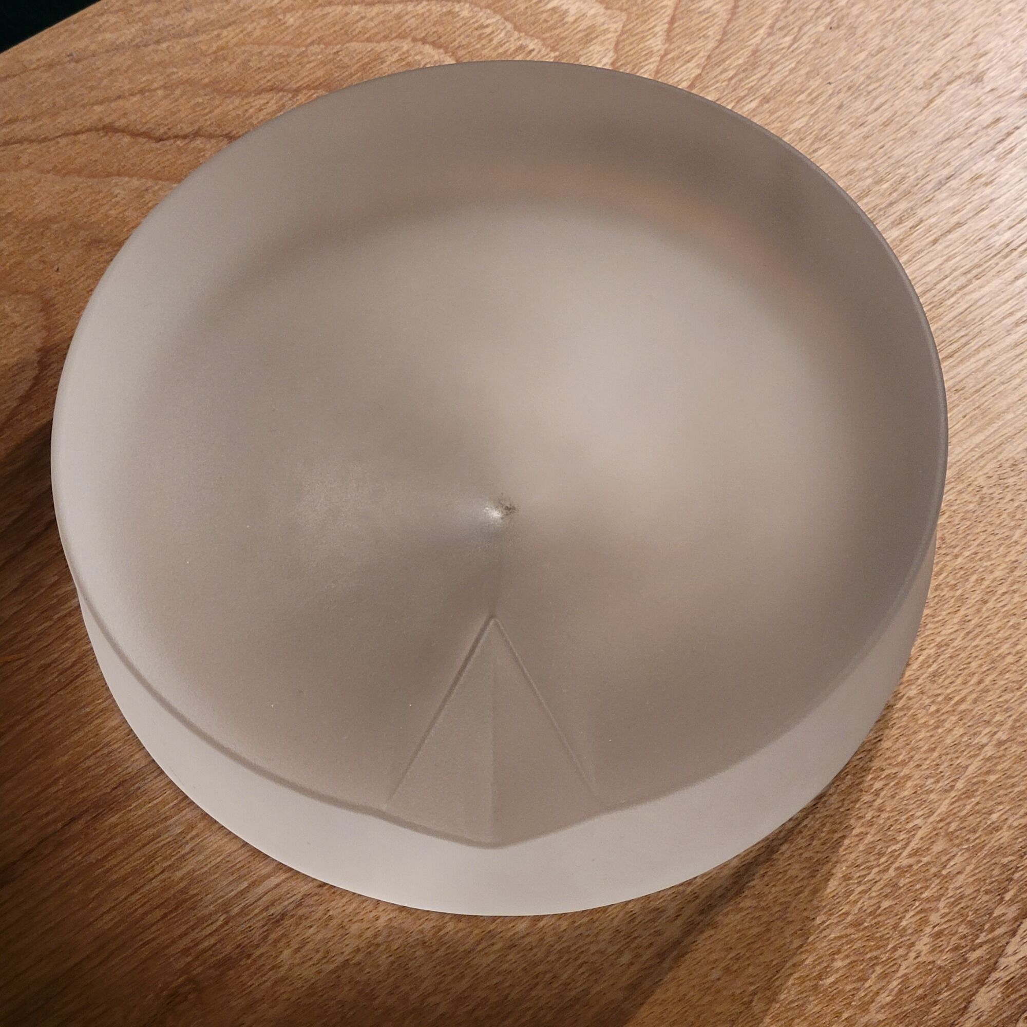 Empty ashtray pocket modernist design in satin molded pressed glass