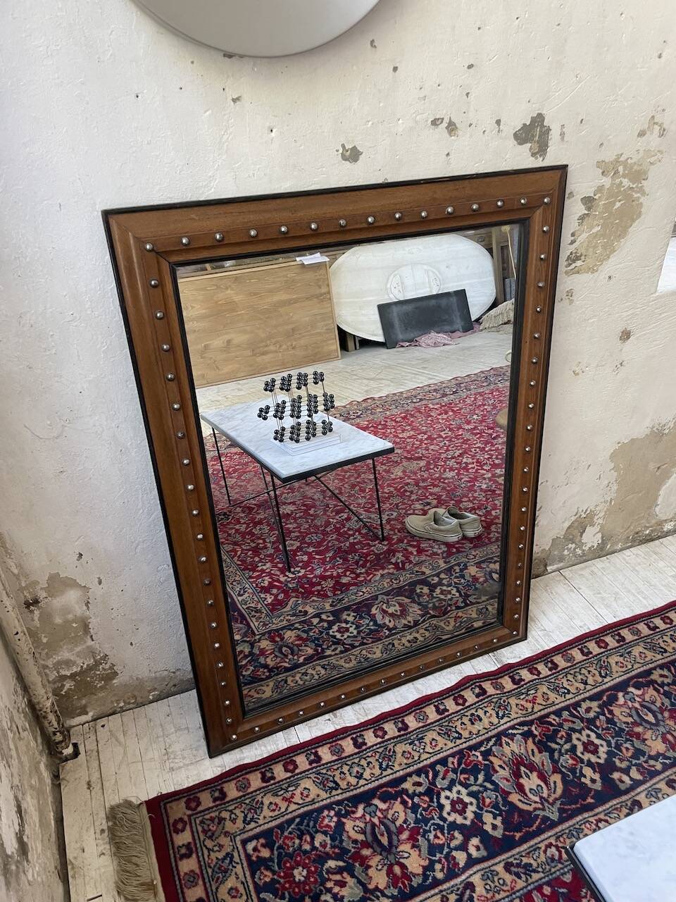 1900 wooden mirror with nails