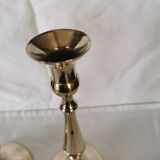 3 Old candle holders in solid golden brass