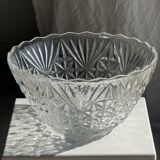 Large glass salad bowl with diamond points D30