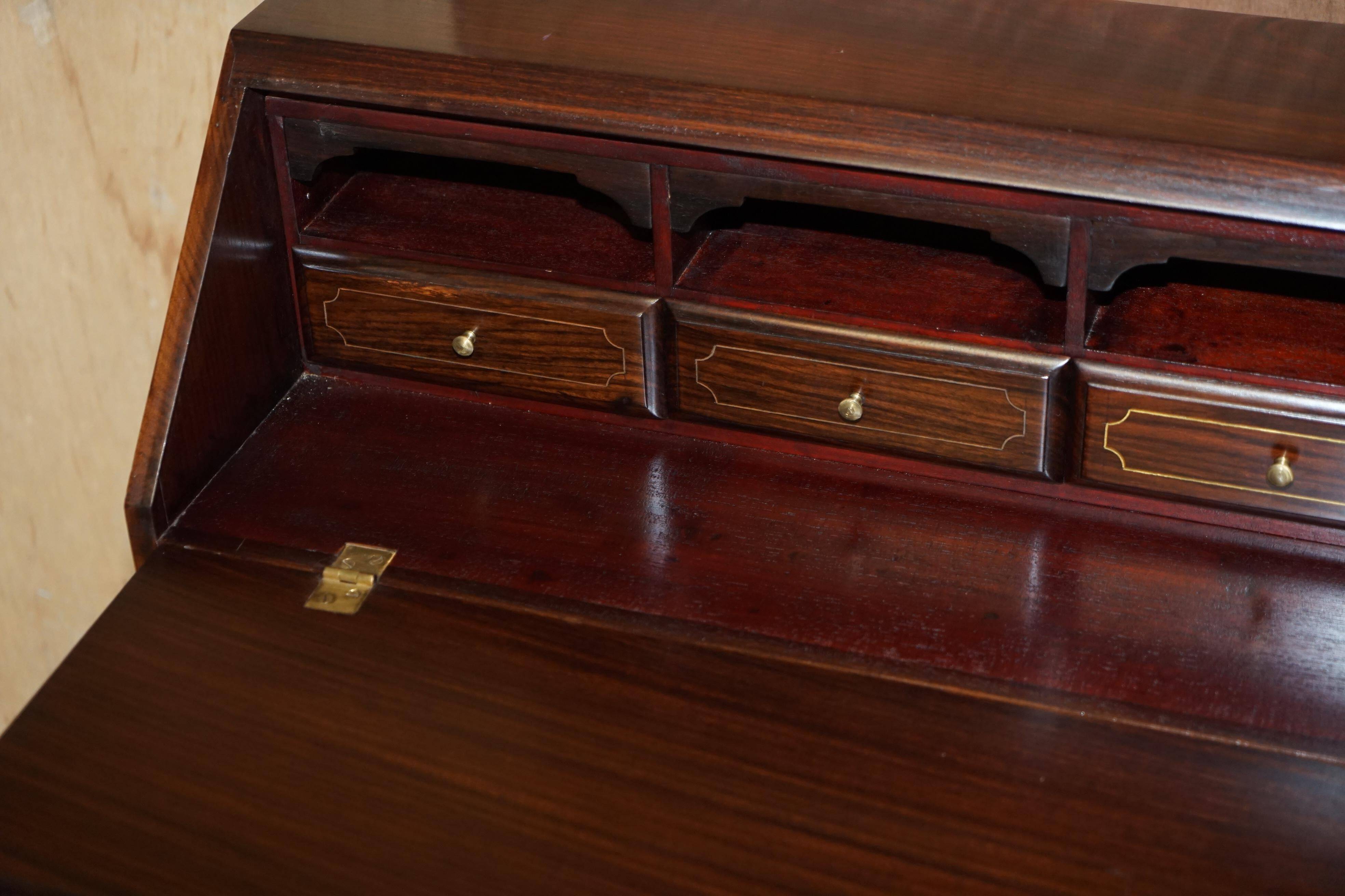 Anglo-Indian military desk in camphor wood and brass