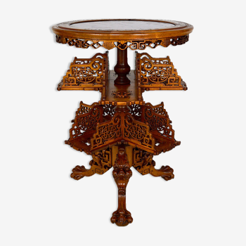 Japanese rotating library pedestal table by Gabriel Viardot, 1880