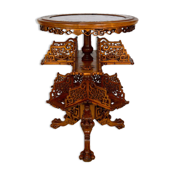 Guéridon bibliothèque tournante Japonisante par Gabriel Viardot, 1880