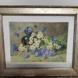 Tableau aquarelle signé Bouquet de fleurs