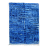 Tapis berbère marocain Beni Ouarain bleu intense à motifs gravés 2,92x2,07m