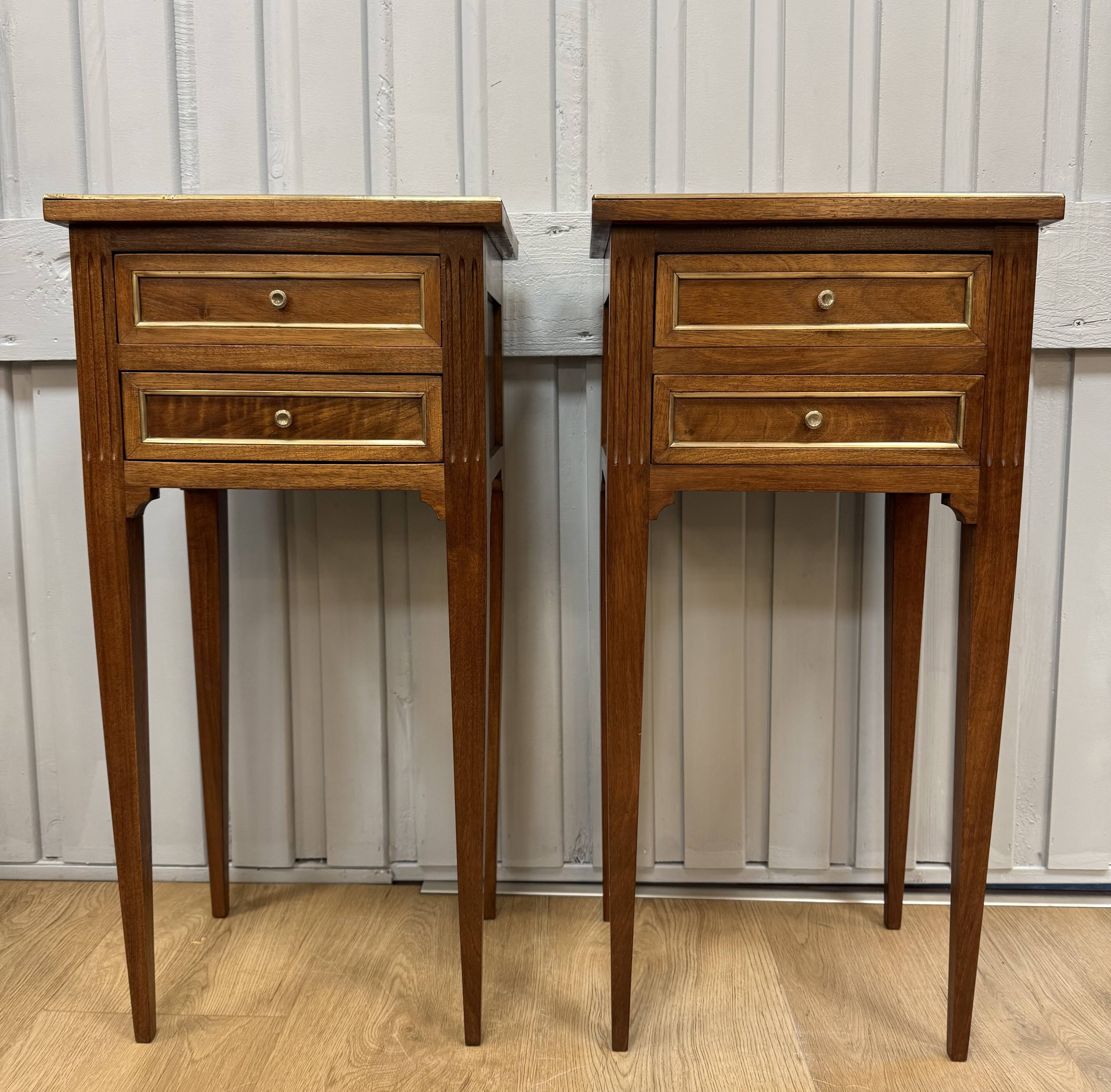 Pair of walnut bedside tables