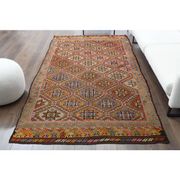 1970s Vintage Turkish Hand-Knotted Wool Cotton Brown Area Rug 157x277