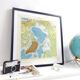 North Pole Arctic Ocean Greenland Iceland vintage map from 1950