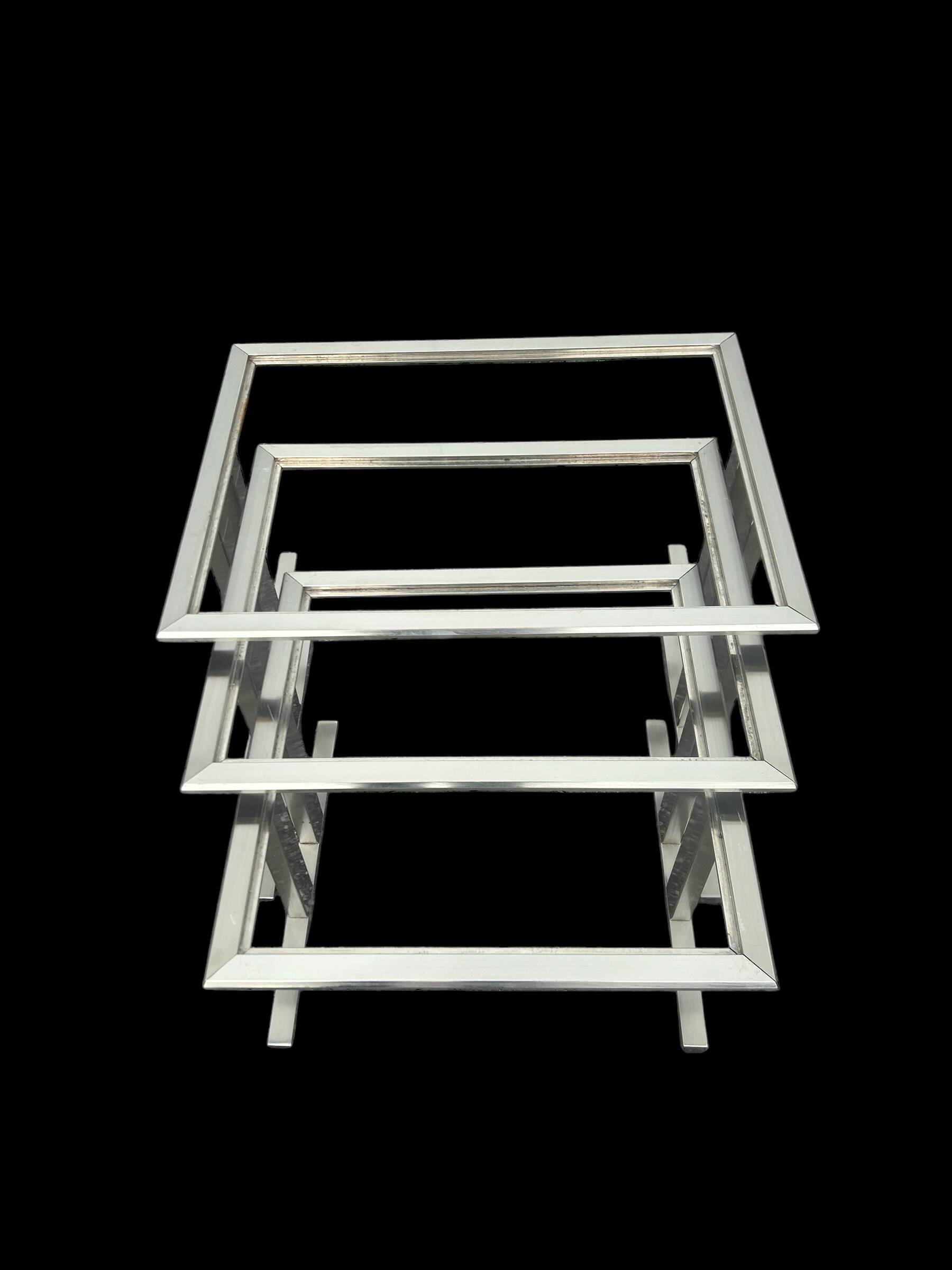 1970 brushed steel nesting tables