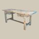 Établi console à tiroirs en hêtre patine bleue 1940