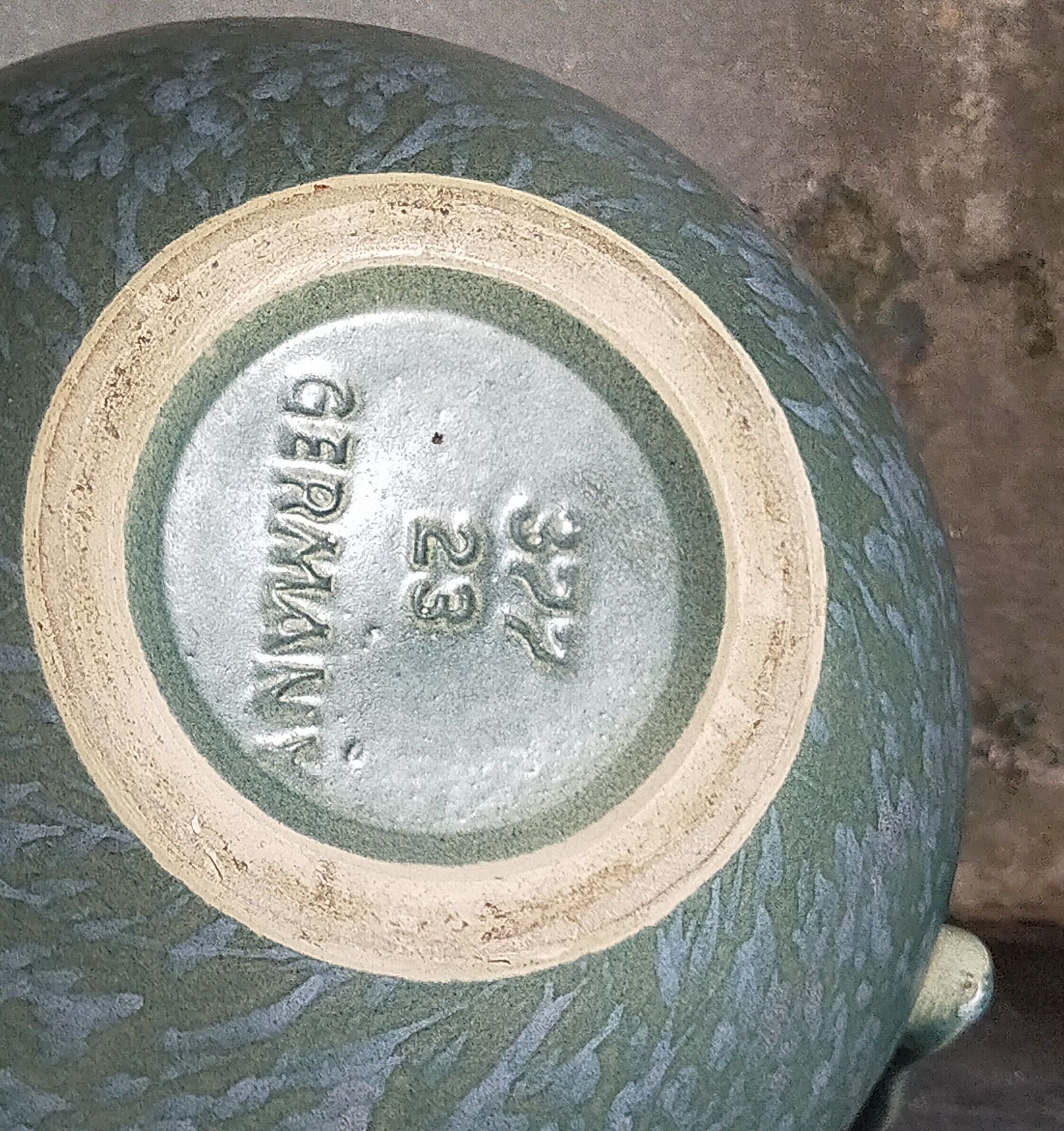 German ceramic vase Art-Deco with speckled enamel model n°377