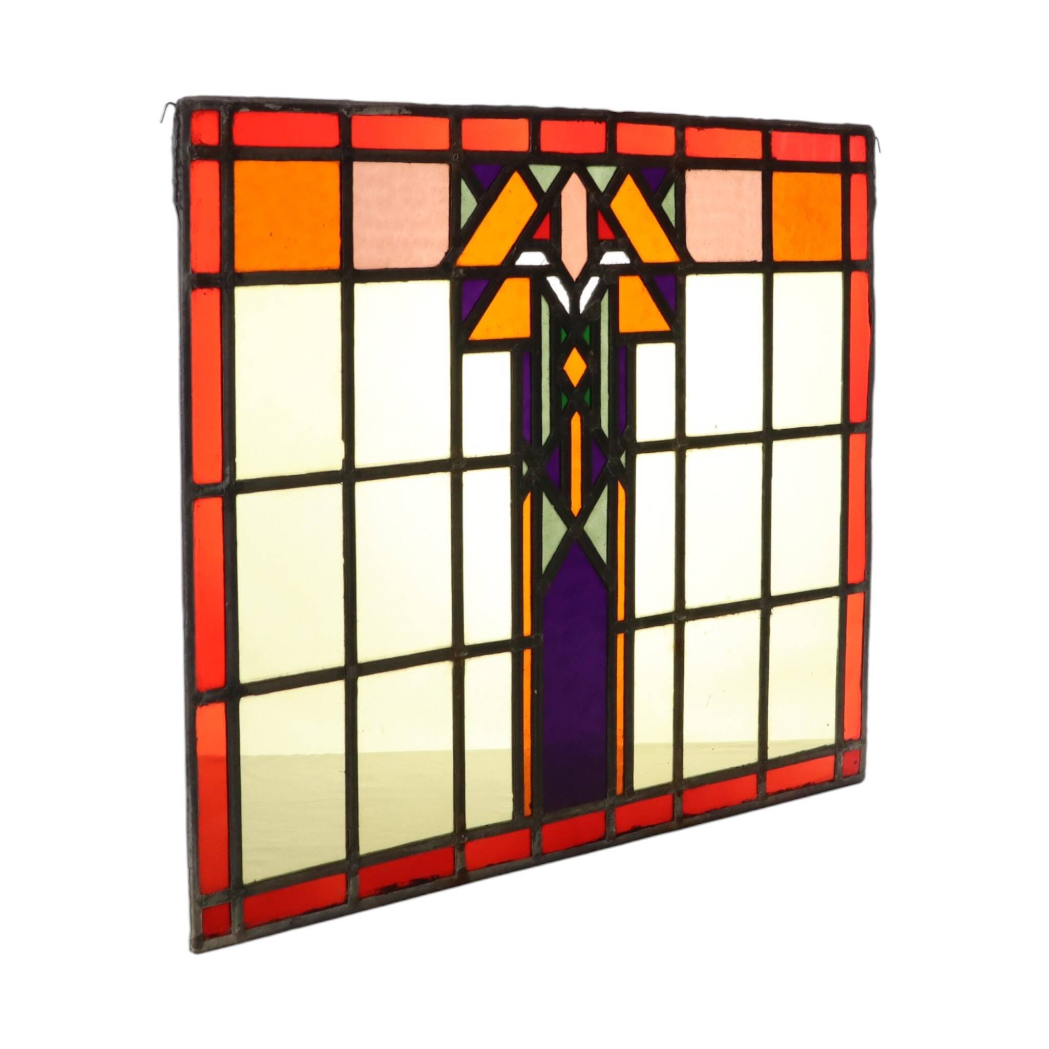 Colorful Amsterdam School Stained Glass Window – Art Deco