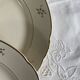 6 antique beige earthenware dinner plates with gold decoration and flowers by Villeroy Boch.