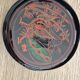 Round box and its 6 lacquered wooden coasters hand-painted.