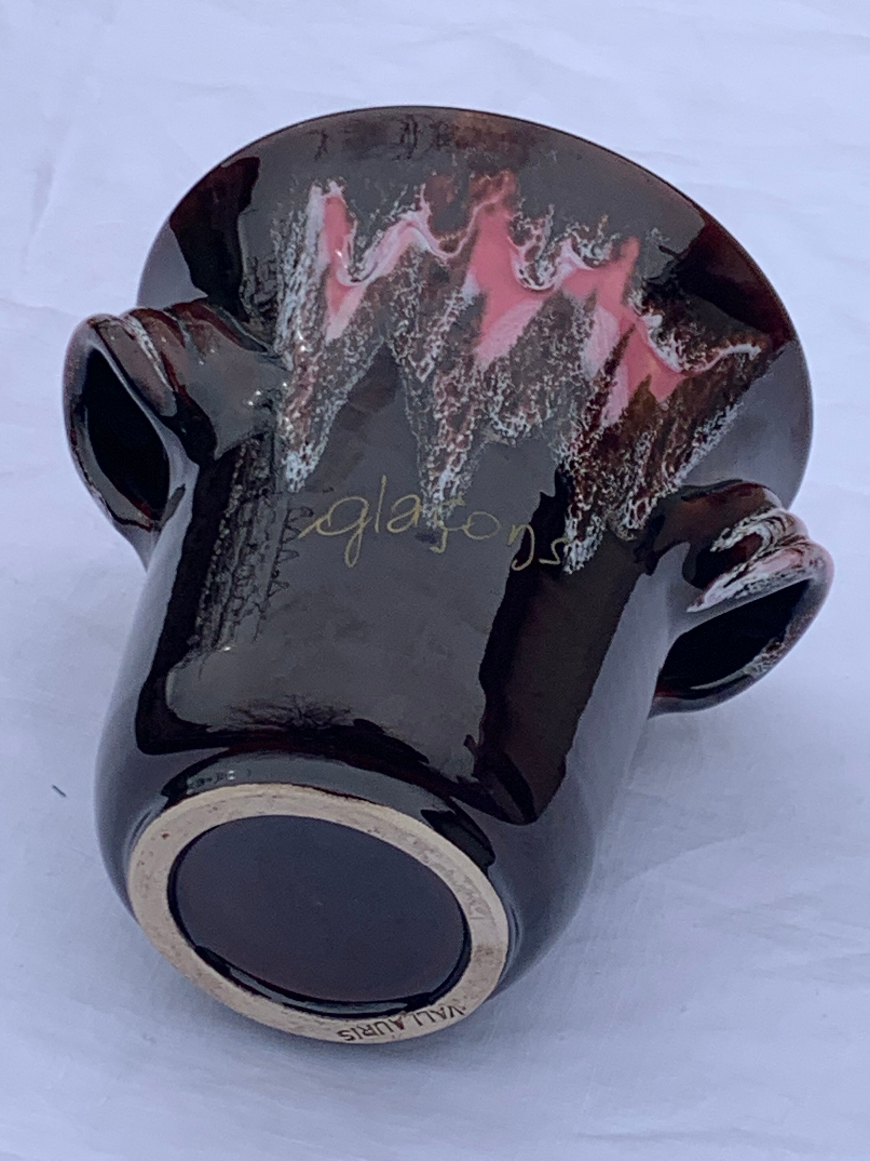 Ice bucket, vintage Vallauris glazed ceramic ice cubes