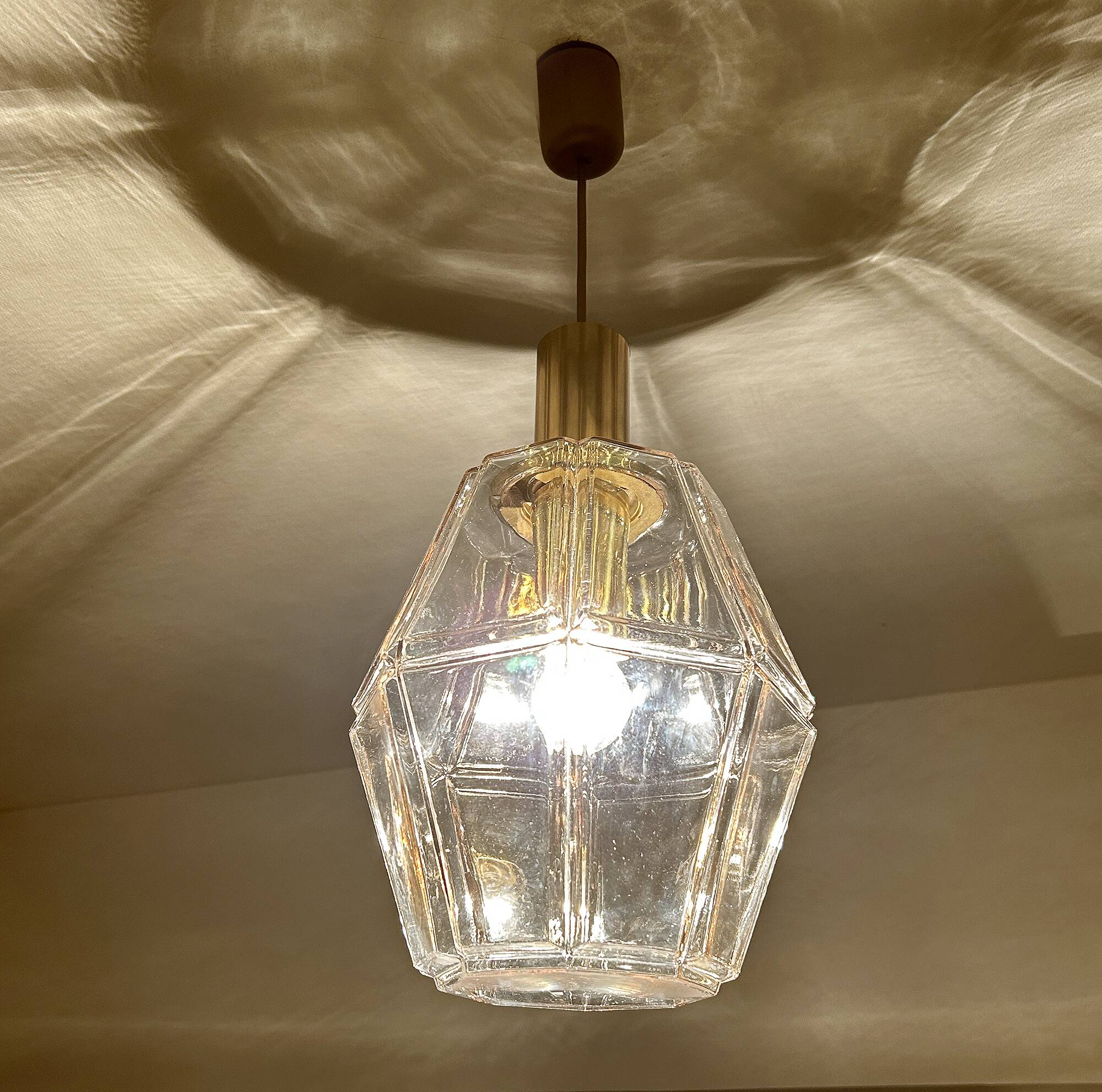 Large Vintage Limburg Glass Pendant Light