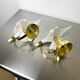 Pair of "Calla Lily" leaf-shaped wall sconces, Murano glass & gilt brass, Italy, circa 1970s
