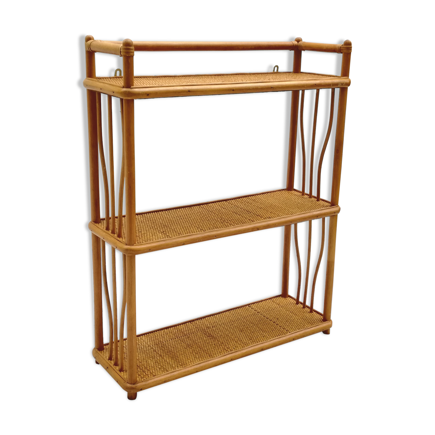 Vintage rattan wall shelf
