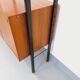 Vintage Italian double modular shelf bookcase in teak and metal