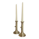 Pair of antique brass push candlesticks