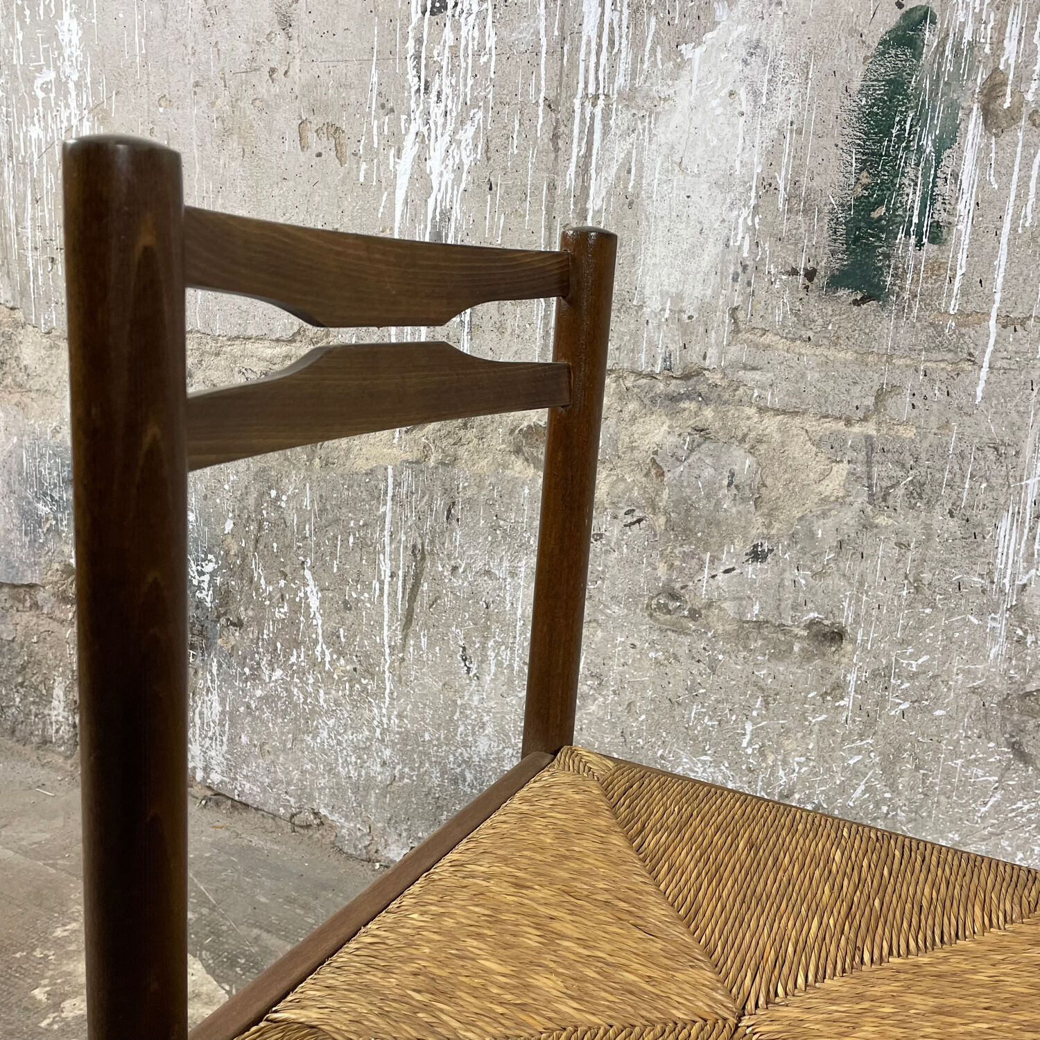 Chaise paillée et bois annees 80