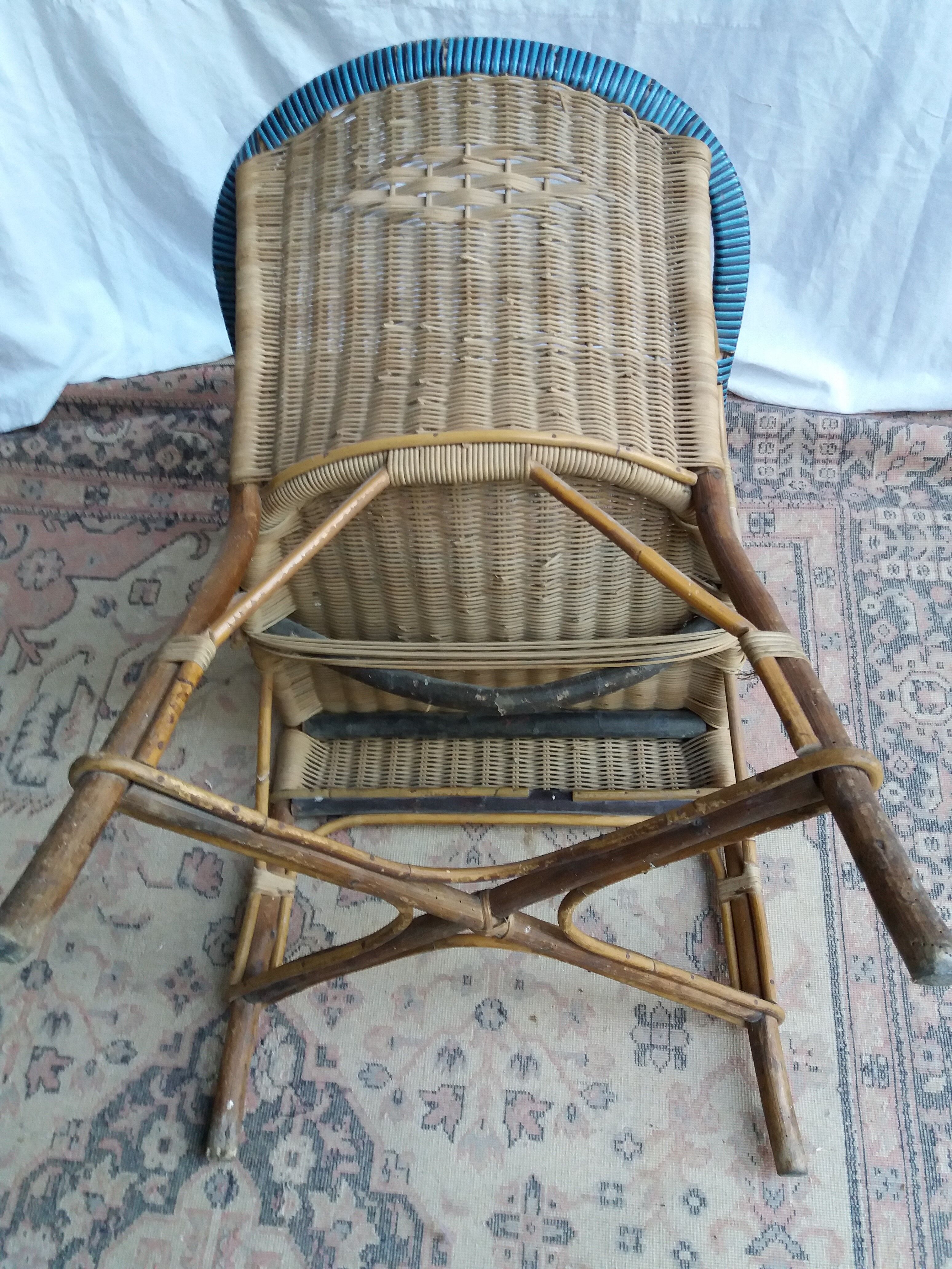 Vintage two tone rattan chair