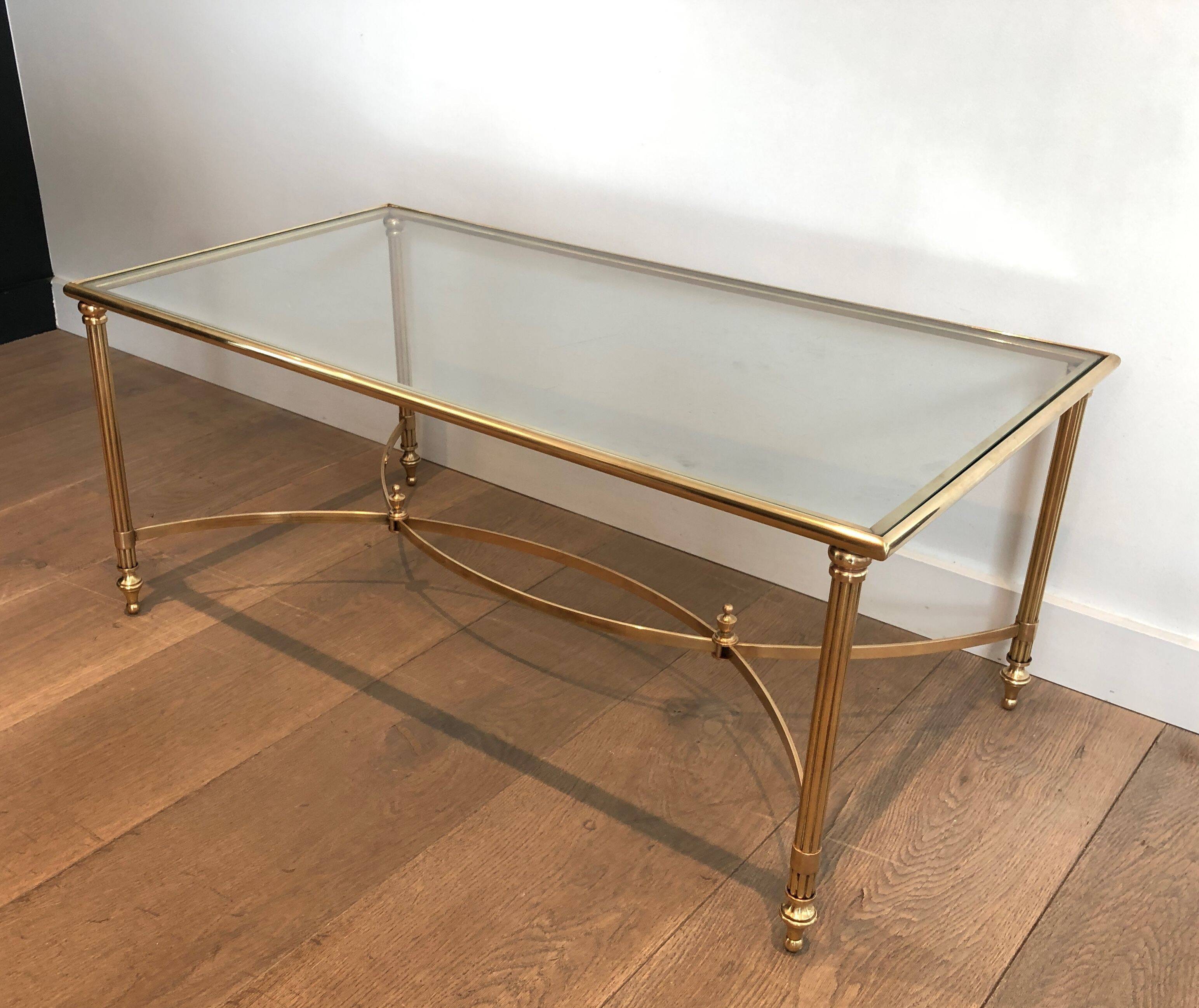 Neoclassical style brass coffee table by Maison Jansen