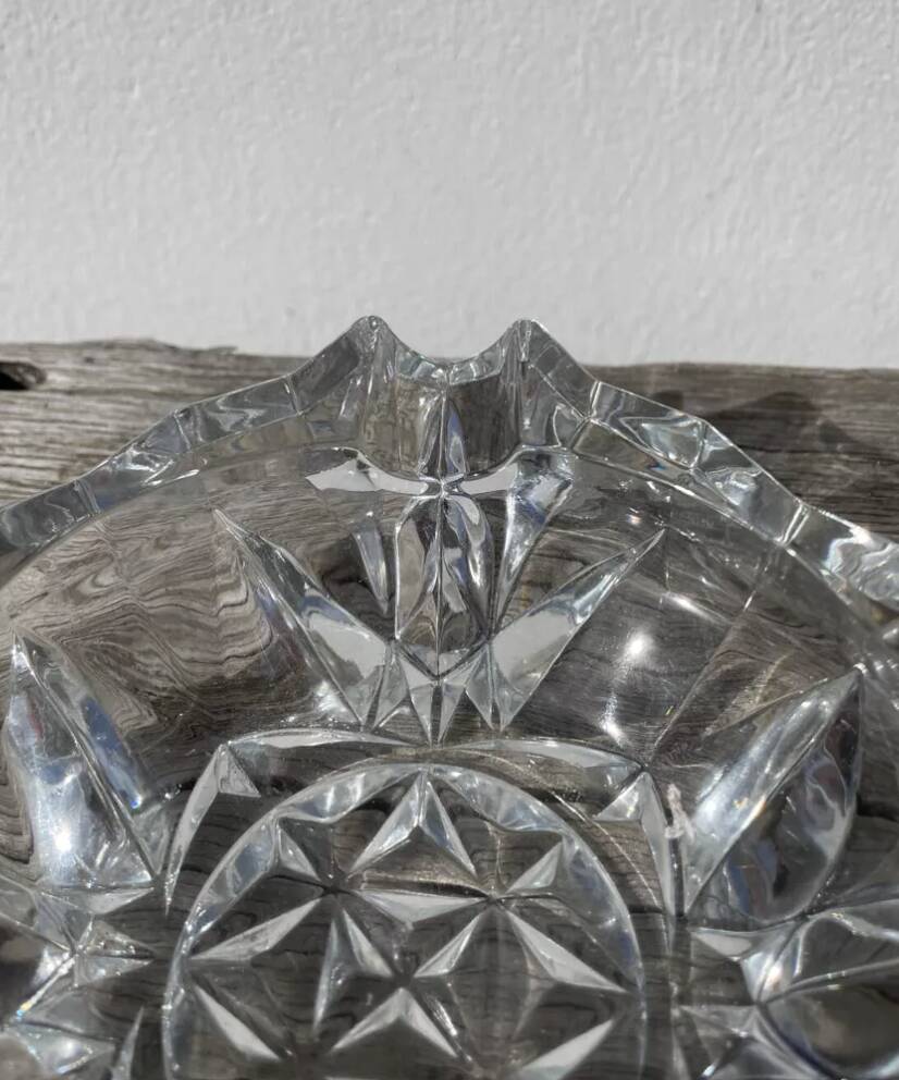 Vintage 1970s cut glass ashtray