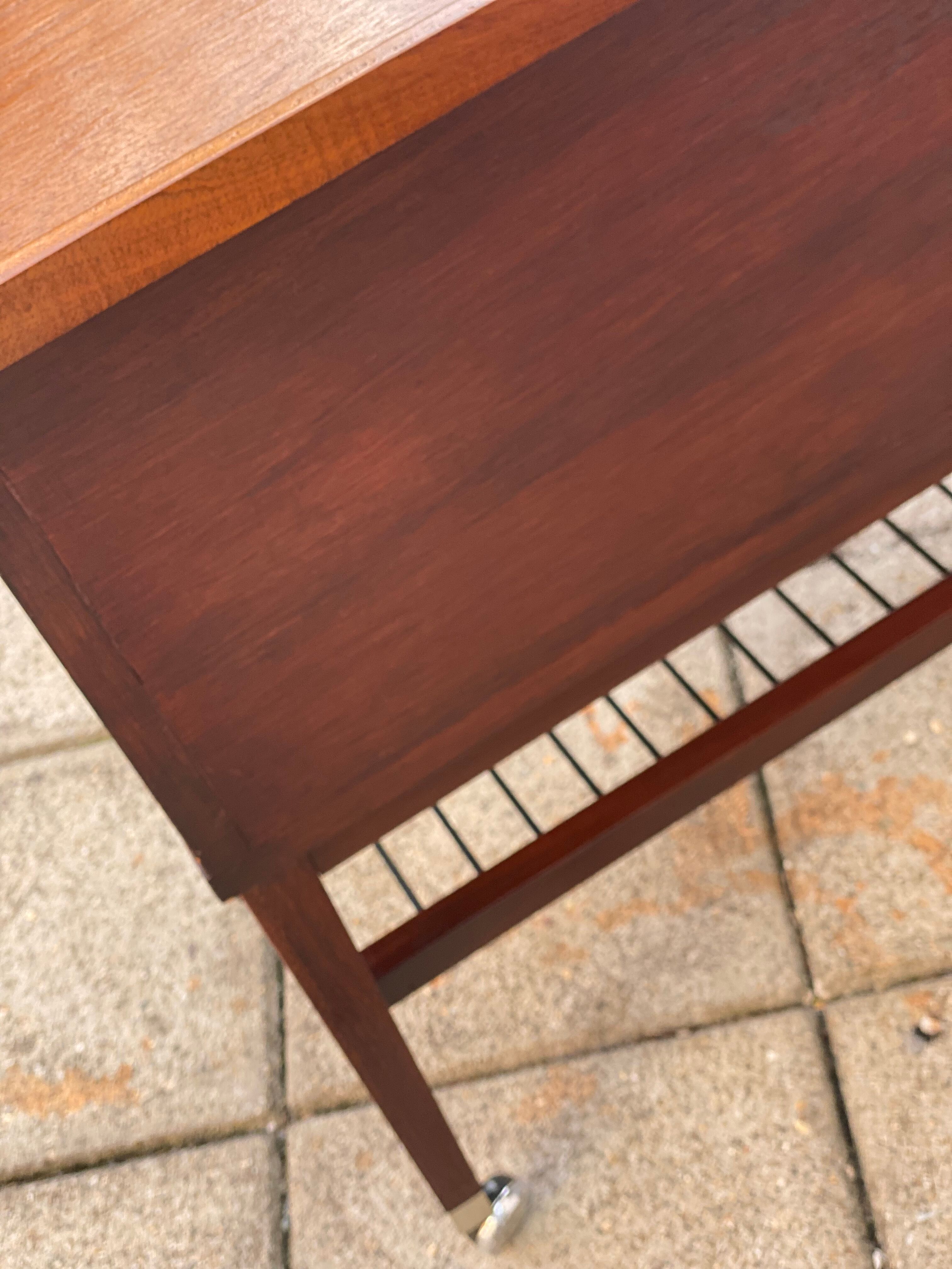 Vintage teak side table with metal magazine rack