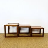Teak and ceramic nesting coffee table