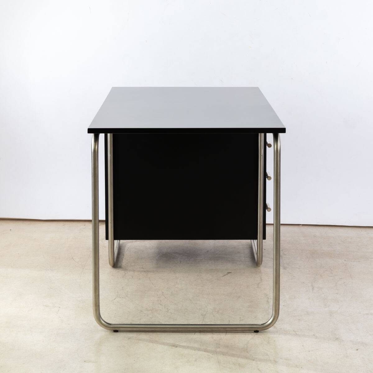 1960s desk in Bauhaus style, black lacquered