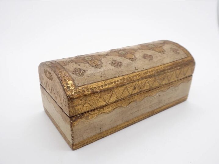 Florentine wooden stamp box, vintage Italy
