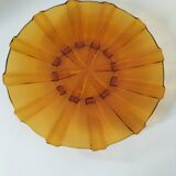 Large amber molded pressed glass dish
