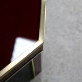 Coffee table Eric Maville glass brass plexiglass wood France, 70s. Small scratches. small