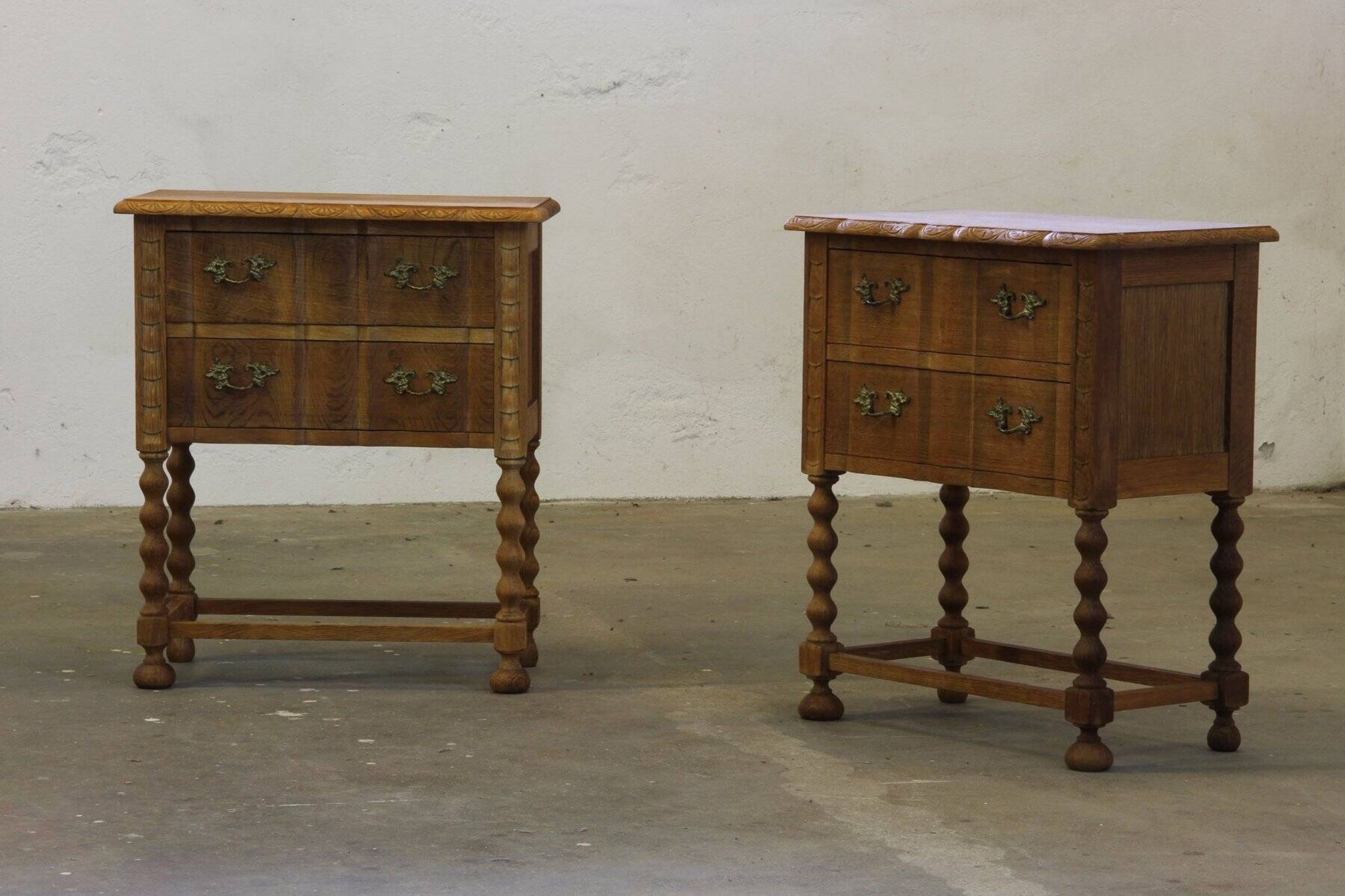 Vintage Danish modern oak nightstands by Henning Kjærnulf, 1960s, set of 2
